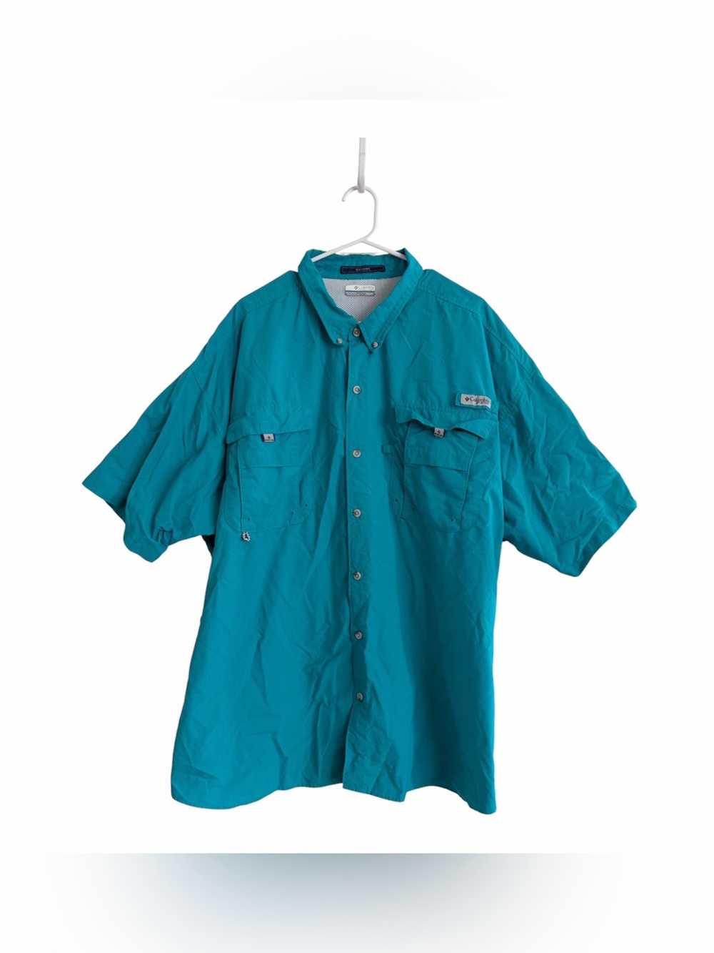 Columbia PFG Bahama Men's 4X/4TF Blue/Teal Short Sleeve Fishing Shirt Pockets